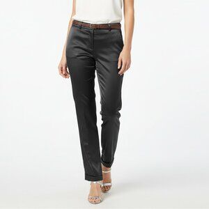 Hugo Boss Satin Straight Leg Dress Pants Black Trousers Party Fancy Classic